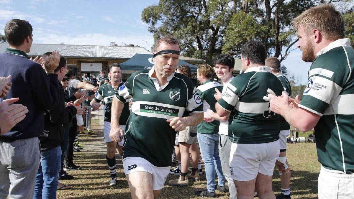PACKING DOWN: Tony Abbott runs out for Sydney Sub Districts second division side Forrest in 2018.