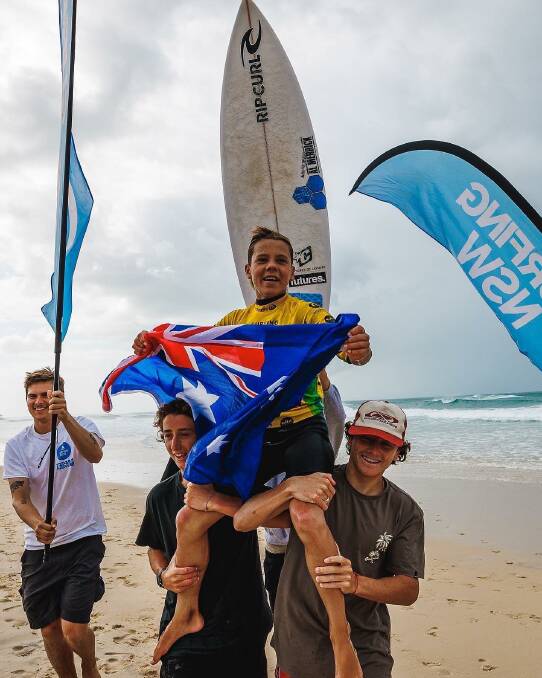 Ocean Lancaster after his win. Picture by Sam Walkerdene/Surfing Australia