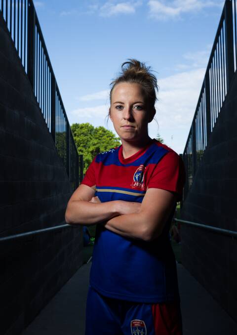 FINAL TEST: Newcastle defender Hannah Brewer says the Jets are keen to get the job done against Canberra on Sunday and book their place in the play-offs. Picture: Max Mason-Hubers
