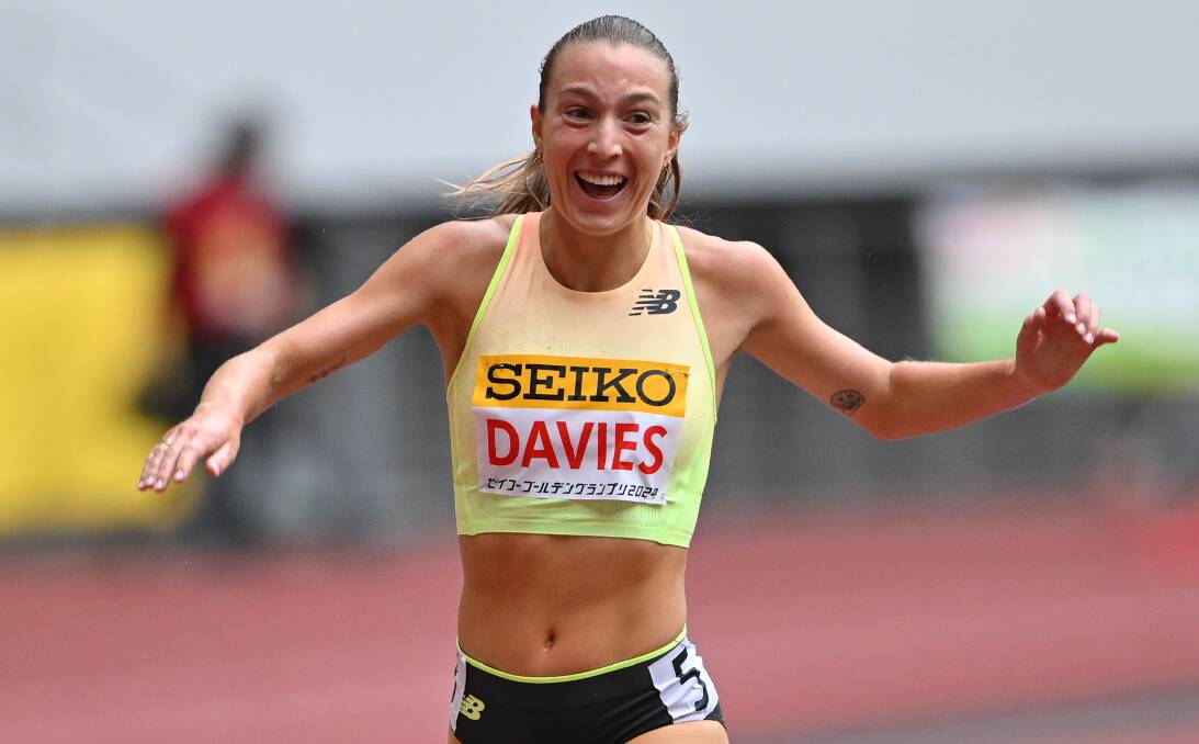 A delighted Rose Davies winning in Tokyo. Picture by Kenta Harada, Getty Images
