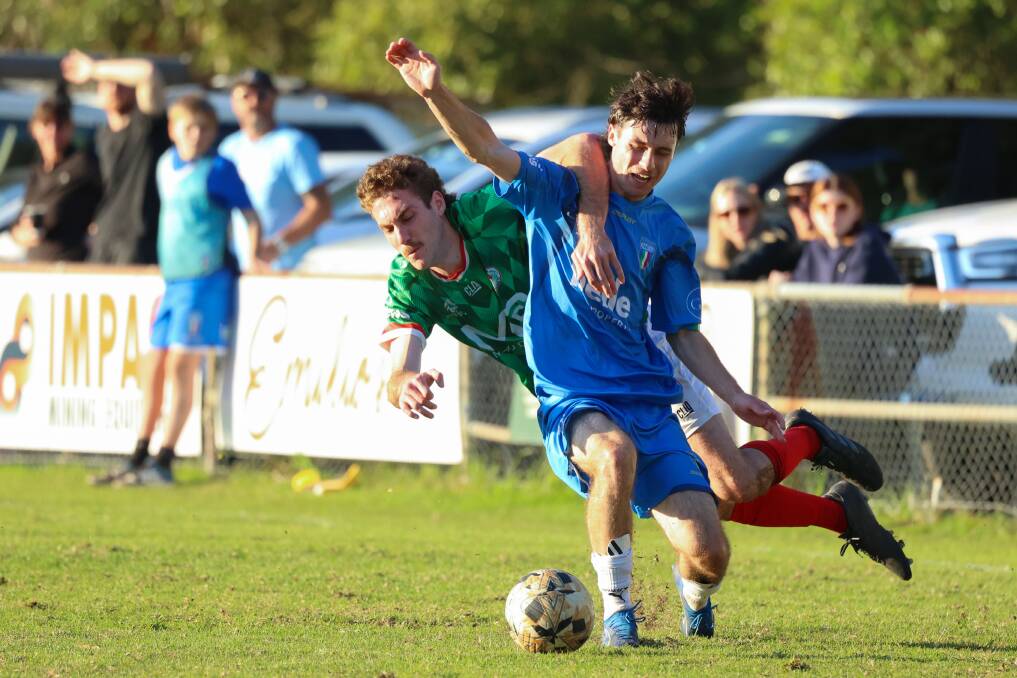 Charlestown goalscorer Dean Pettit comes in for heavy attention on Sunday. Picture by Michael Ying Sing, NNSWF