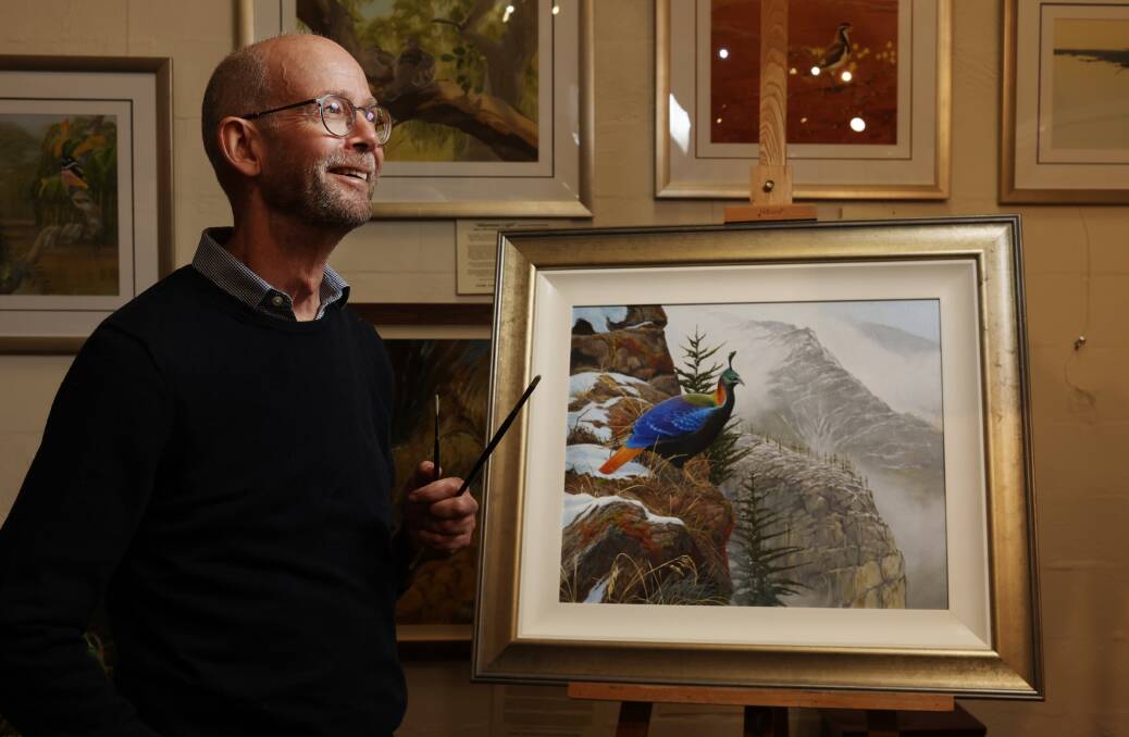 Peter Marsack's painting of a monal is on display at the Morpeth Gallery. Picture by Simone De Peak 