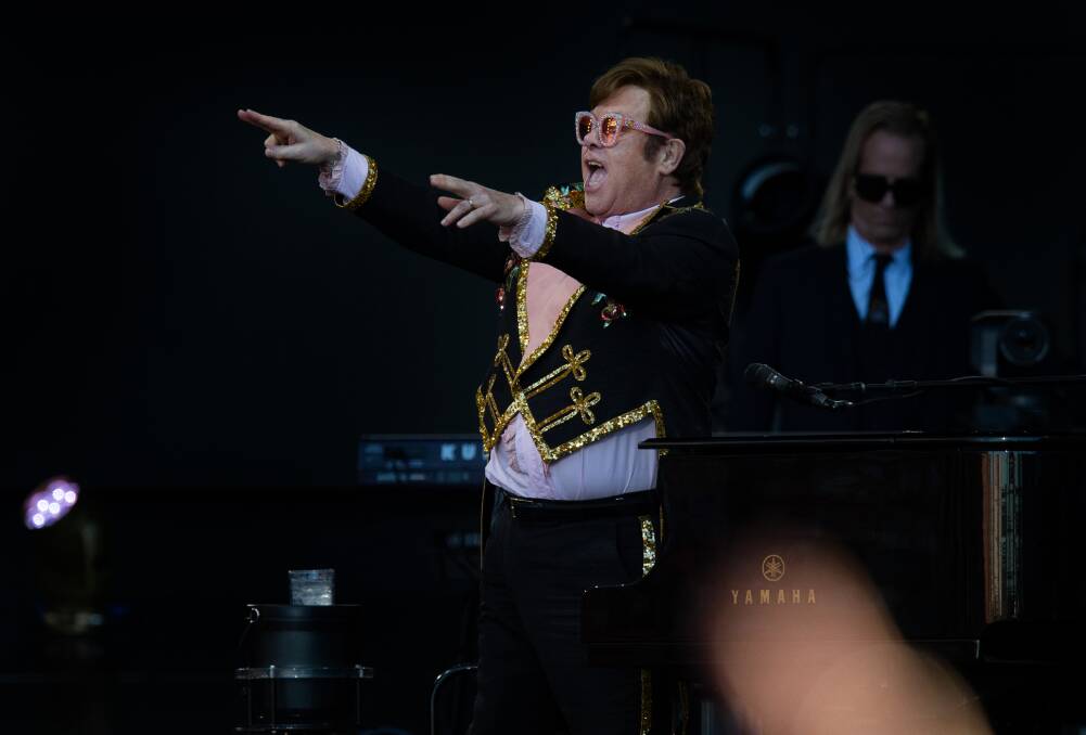 Sir Elton John electrified McDonald Jones Stadium. Picture by Marina Neil