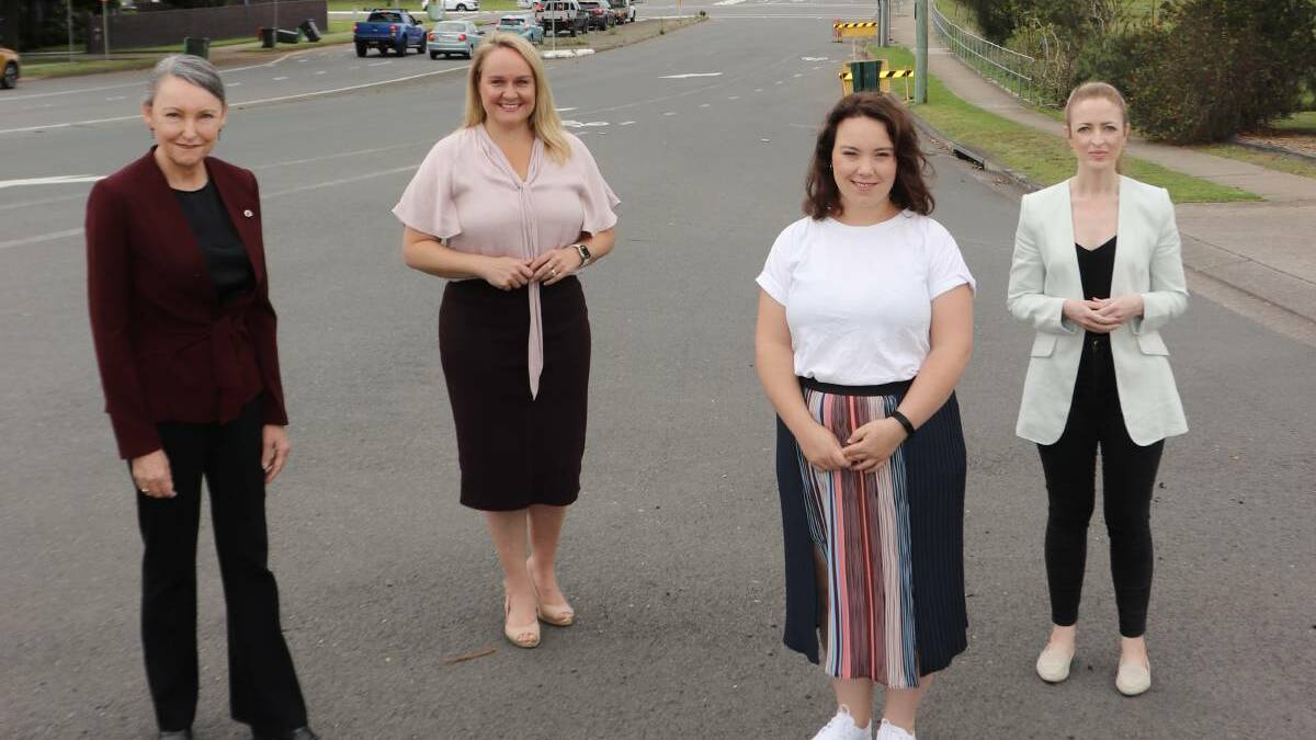 TRAFFIC: Wallsend MP Sonia Hornery, with lord mayor Nuatali Nelmes and Labor councillors Deahnna Richardson and Elizabeth Adamczyk at Wallsend pledging the $26 million during the council election campaign.