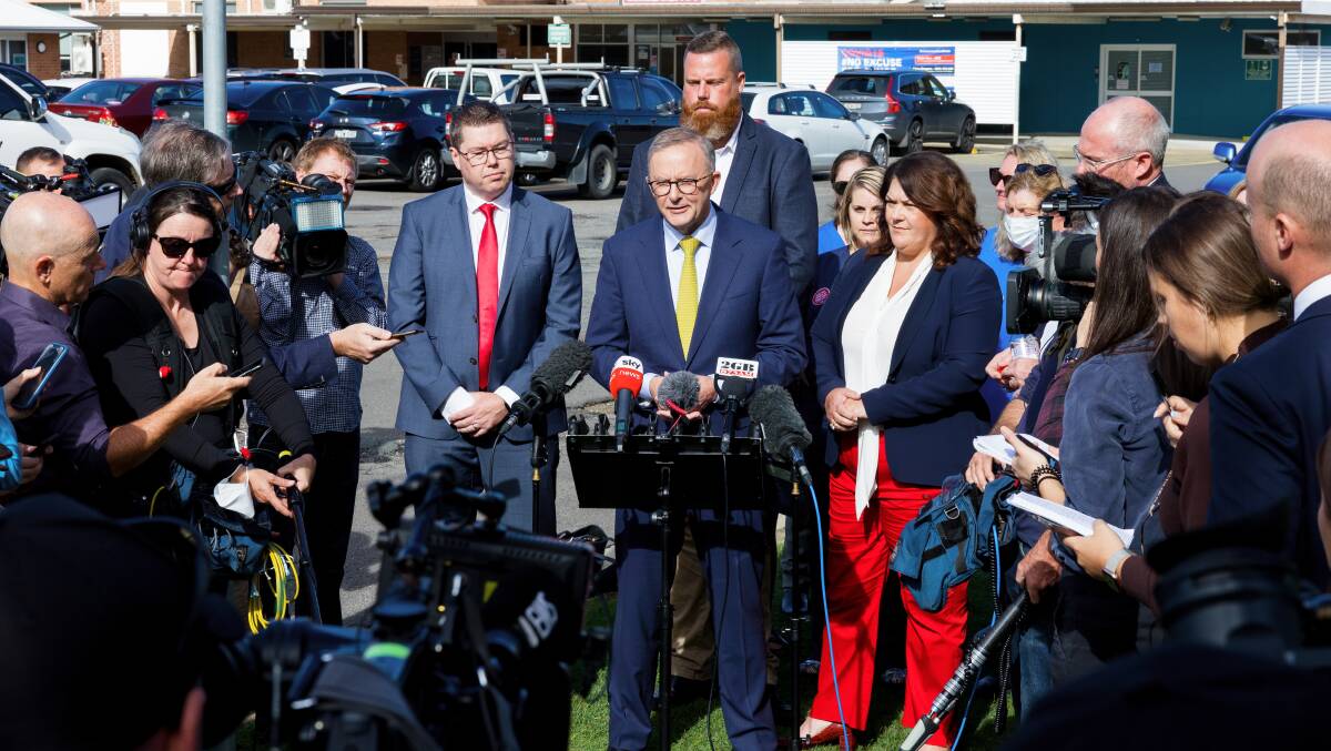 Prime Minister Anthony Albanese announcing the urgent care clinic at Cessnock Hospital in 2022 with Shortland MP Pat Conroy, Hunter MP Dan Repacholi and Paterson MP Meryl Swanson. Picture: Sitthixay Ditthavong