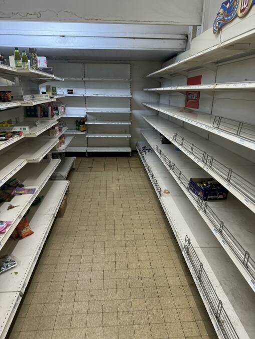 Empty grocery shelves at a shop in Noumea. Picture supplied
