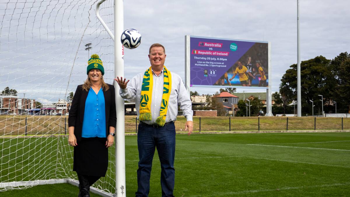 Maitland councils coordinator major venues and facilities Kelly Baldwin and mayor Philip Penfold at Maitland No. 1 Sportsground. Picture supplied