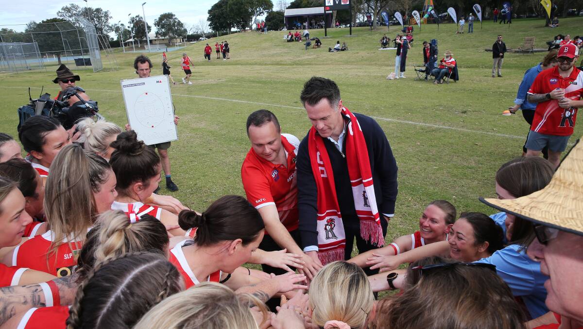 Premier Chris Minns at the Singleton Roosters game on Saturday. Picture by Peter Lorimer