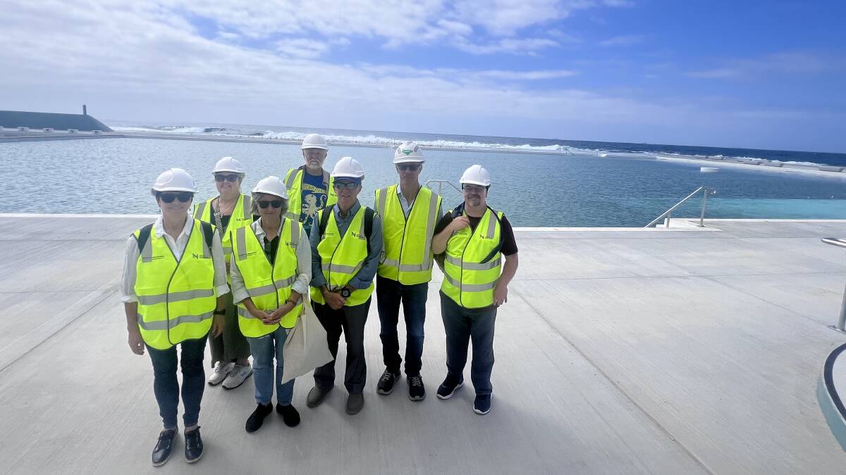 Community reference group members touring the Newcastle Ocean Baths on Friday. 
