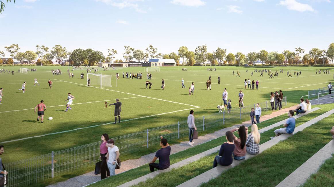 An artist's Impression of reconfigured Smith Park in the Broadmeadow Place Strategy. Picture by Scharp and Cox Architecture
