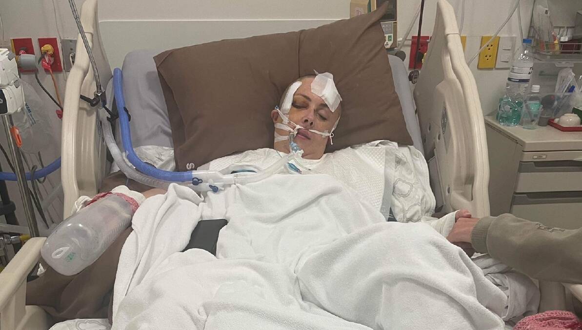 Kylie Enwright in hospital after suffering a fall in Thailand. Picture supplied