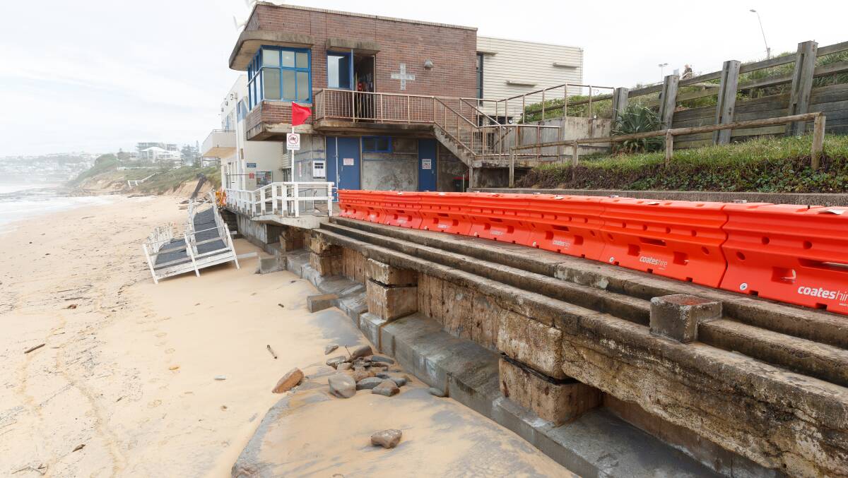 Bar Beach in July after a week of heavy swells lashed the shore. Picture by Max Mason-Hubers