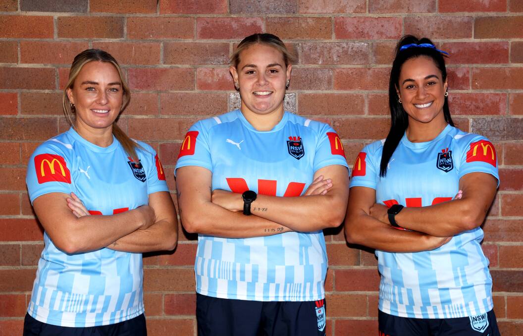 Newcastle's NSW stars Olivia Higgins, Caitlan Johnston and Yasmin Clydsdale. Picture by Peter Lorimer