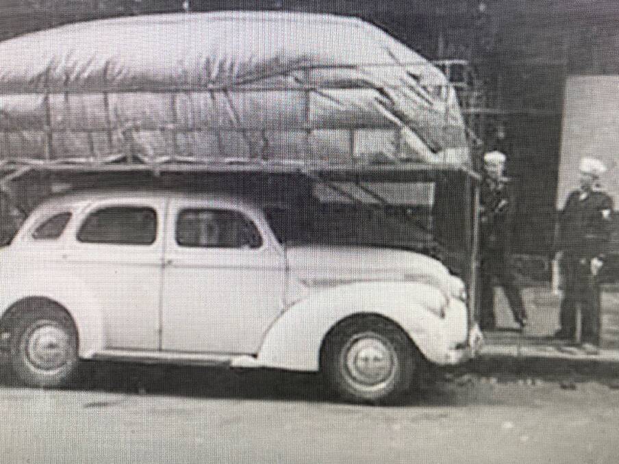 An innovative gas bag vehicle common in Newcastle during the second
World War with petrol restrictions. Picture supplied