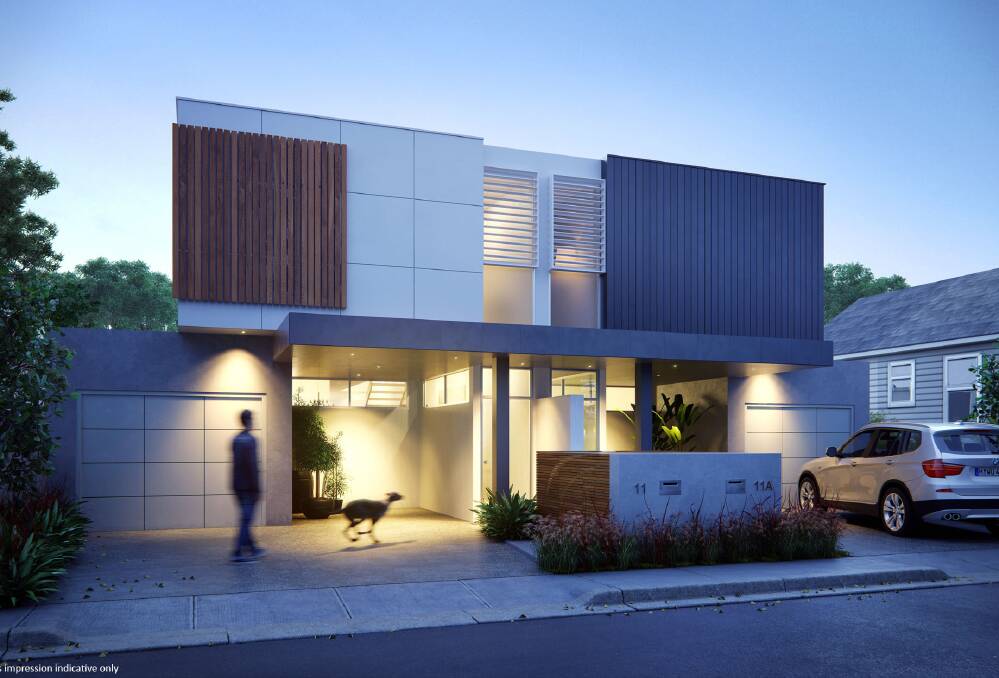 HIGH-END: An artist's impression of the two homes in the boutique development known as 11W, at 11 Winsor Street, Merewether.
