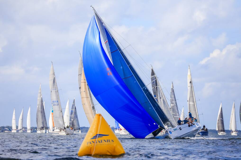 COMPETITIVE: Performance cruiser entrant Azuree 46 Kayimai, powering ahead under its blue spinnaker.
