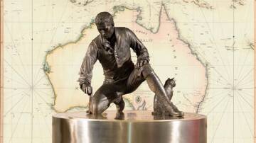 One of the many bronze sculptures of navigator and explorer Matthew Flinders. Picture: Supplied. Below - The replica sloop Norfolk and crew arrive in Sydney after sailing from Tasmania in 1998 as part of a re-enactment voyage of discovery. Picture: Newcastle Herald 