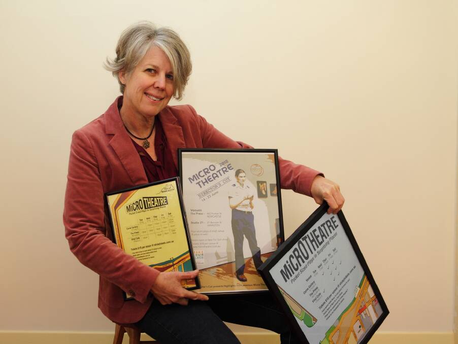 A BIT DIFFERENT: Micro Theatre Festival director Kate Dun with posters for this year’s event (centre) and those from previous festivals.