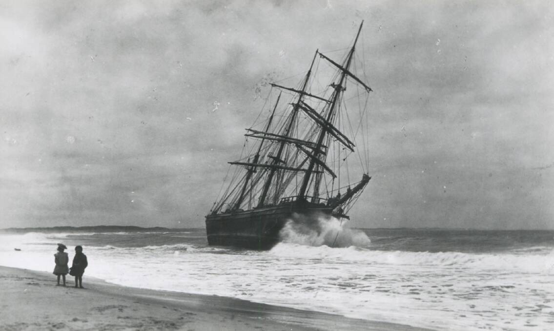 The sailing ship Durisdeer grounded on Stockton Beach in 1895. Picture supplied by State Library of South Australia. 