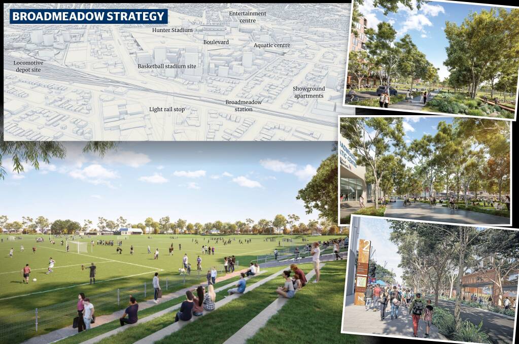 Concept plans and a map from the Broadmeadow strategy. Images supplied