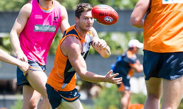 PROMOTED: Daniel Lloyd at Giants training. Picture: AFL