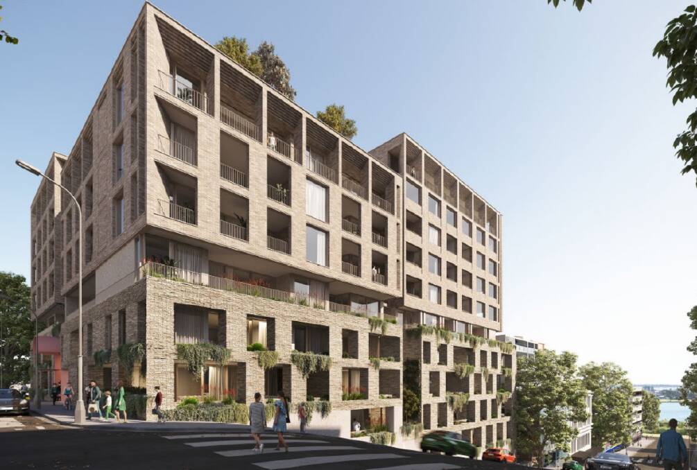 A concept image of a proposed apartment building in front of the Newcastle Club. Image supplied