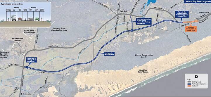 The preferred route for the Nelson Bay Road upgrade. Image from Transport for NSW