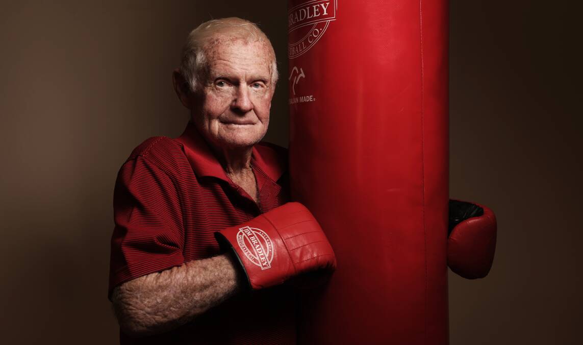 Former mayor Bruce MacKenzie at his home gym in Salt Ash in May. Picture by Simone De Peak