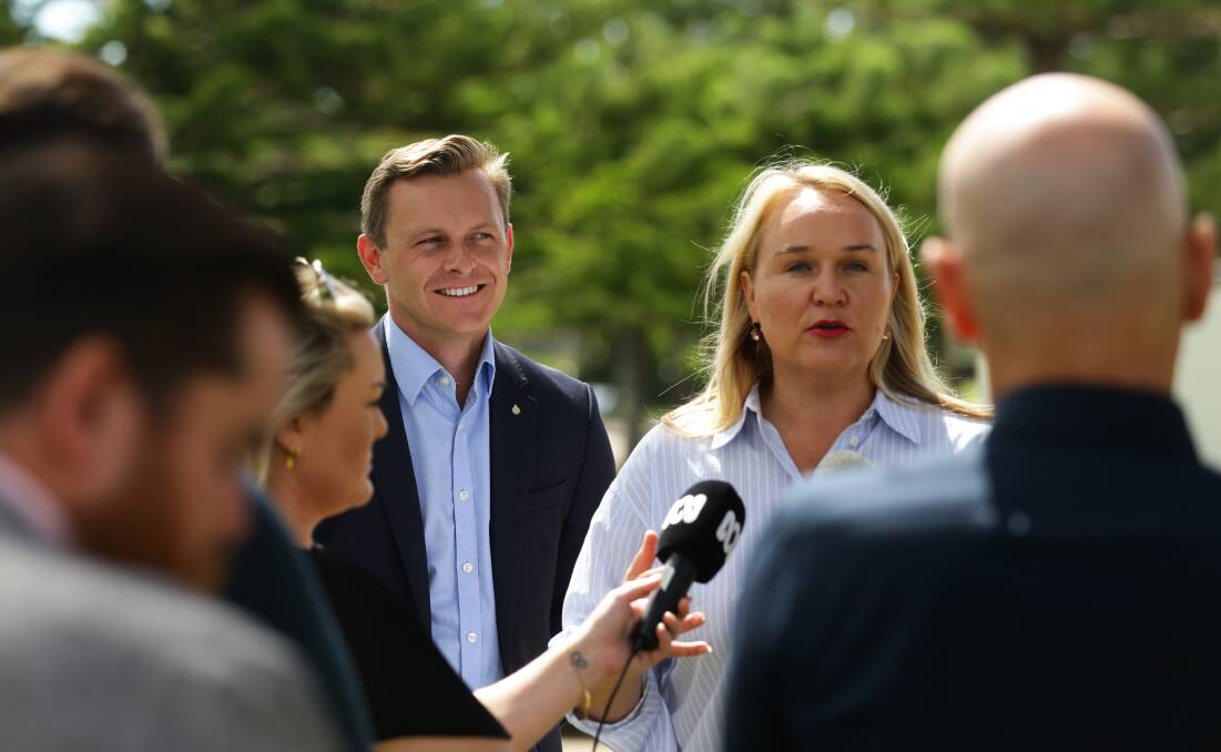 Lord mayor Nuatali Nelmes and parliamentary secretary Taylor Martin at Wednesday's media event. Picture by Jonathan Carroll