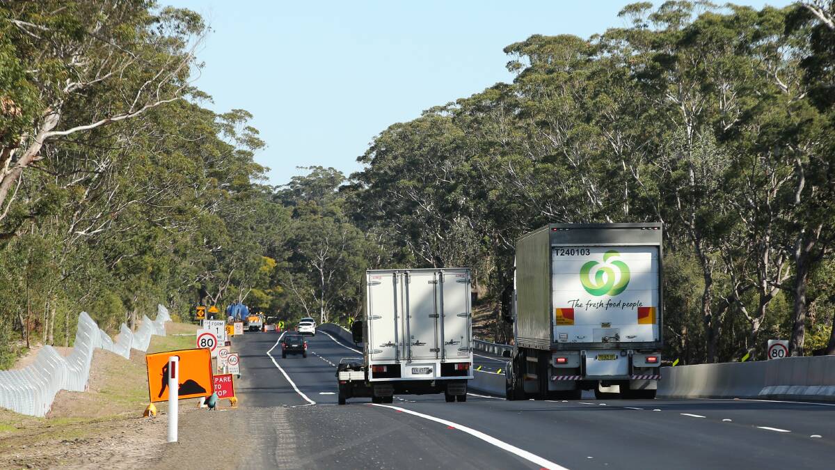 The new one-kilometre section of Nelson Bay Road which will open fully to traffic next week. Picture by Simone De Peak 