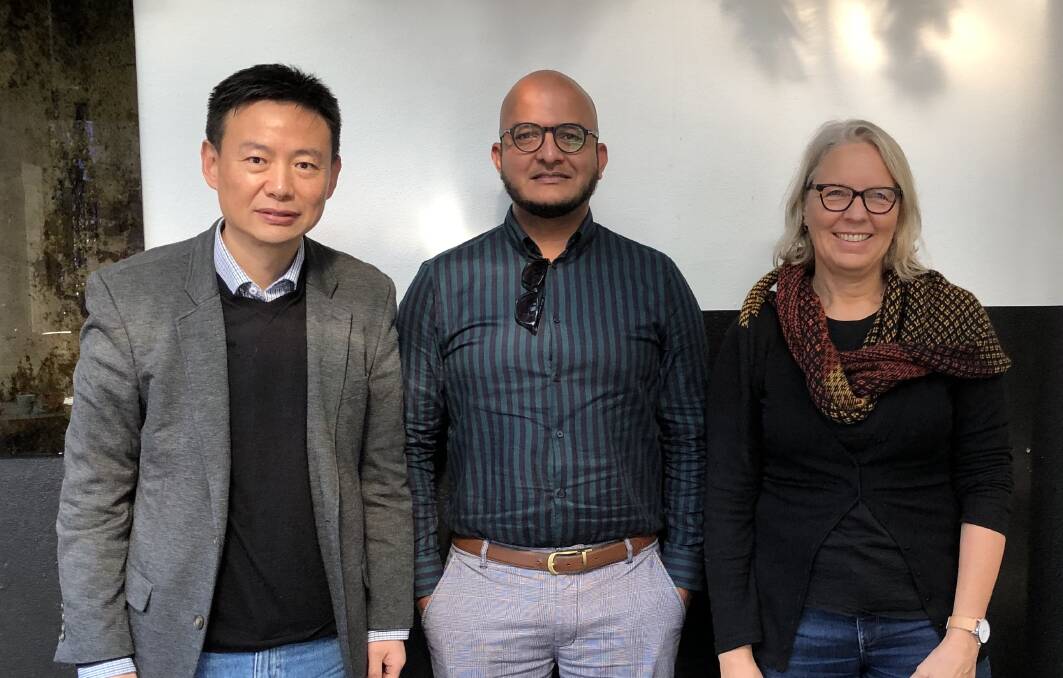 University of Newcastle researchers L-R: Associate Professor Hao Tan, PhD student Arsalan Mohammed, Dr Sidsel Grimstad.