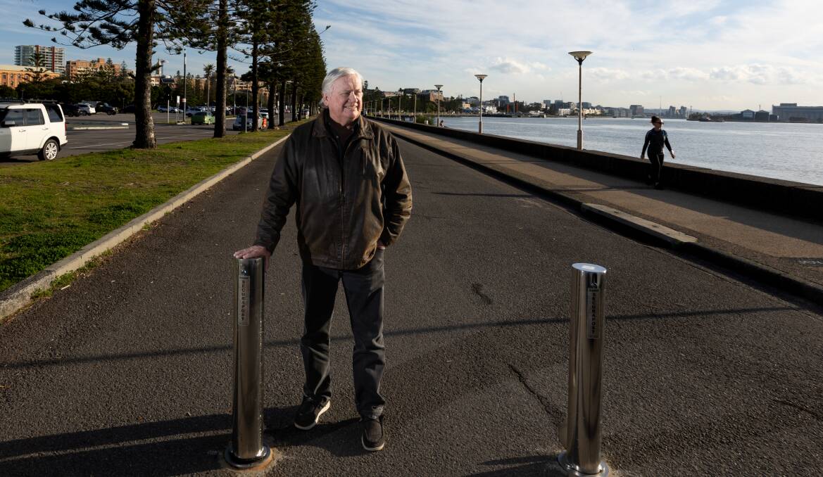 Jeff McCloy at a site on Newcastle foreshore where he believes more parking can be created. Picture by Jonathan Carroll. 