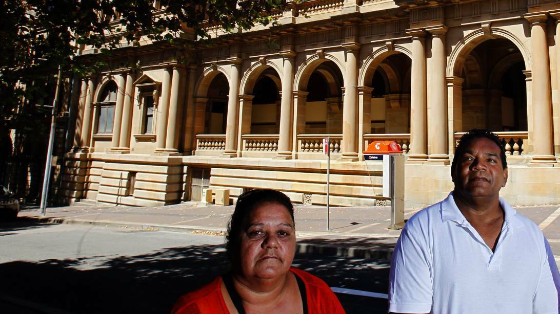 Former Awabakal board members Debbie Dates and Richard Green outside the former Newcastle Post Office.