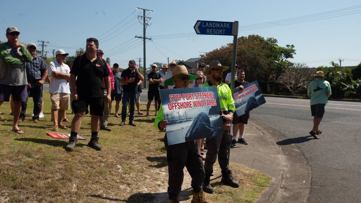 Community members protest at the lack of consultation in Nelson Bay last year. Picture by Peter Lorimer.