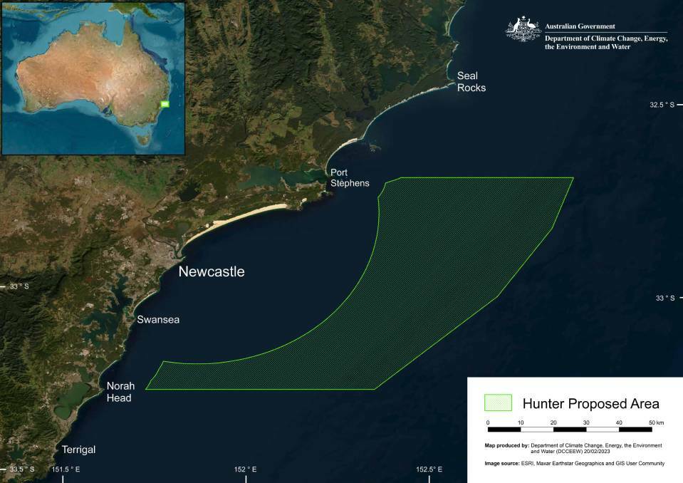 The existing Hunter Offshore Wind proposal that the government is seeking feedback on. 