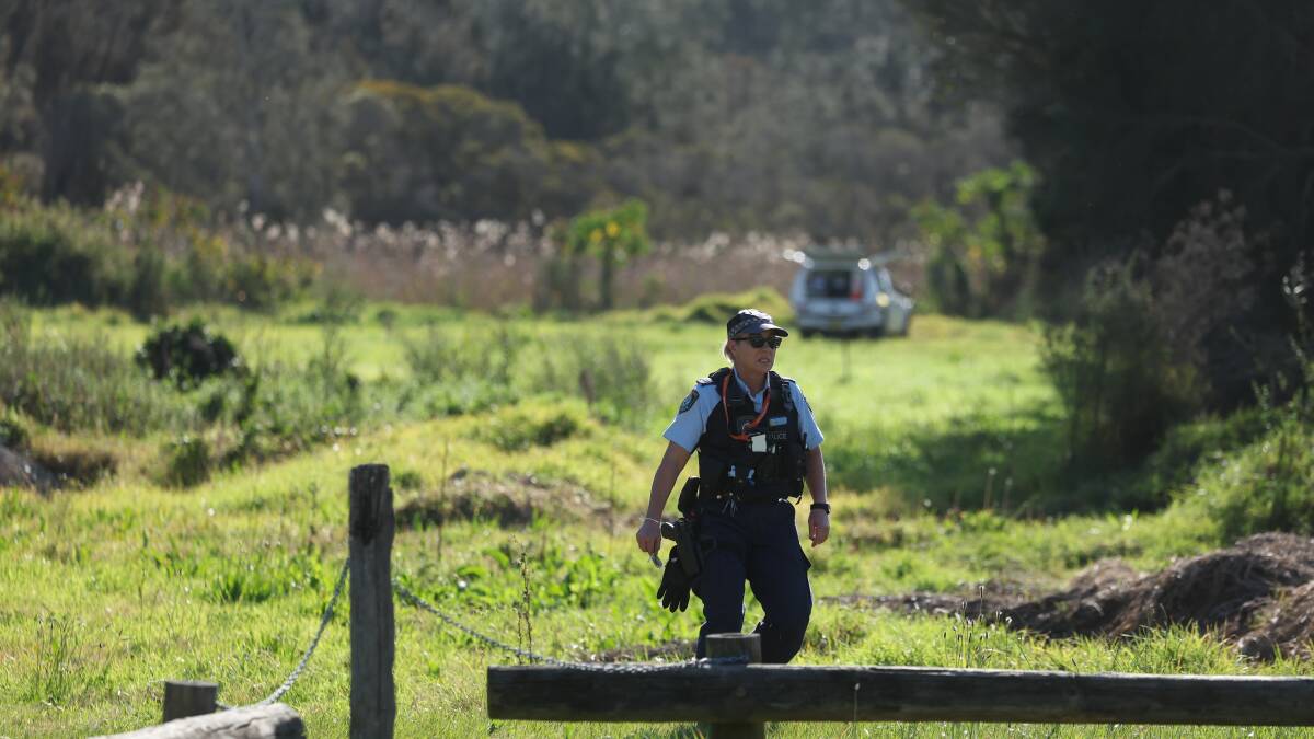 The search operation at the Beresfield golf course on Wednesday. Pictures by Marina Neil