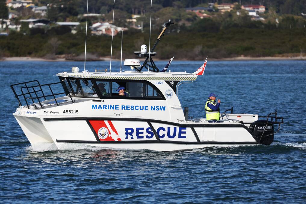 A Marine Rescue NSW crew was tasked to help the injured boat master and bring him back to the Pelican ramp after a crash in December. File picture by Peter Lorimer