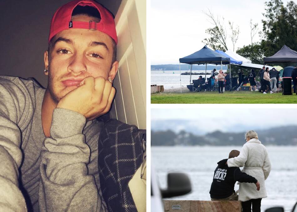 Luke Smith, the camp at Pelican, and Luke Smith's father. Pictures supplied, by Peter Lorimer