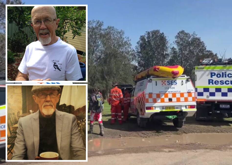 SES volunteers and police are searching for missing man Raymond Peterson, inset. Pictures supplied