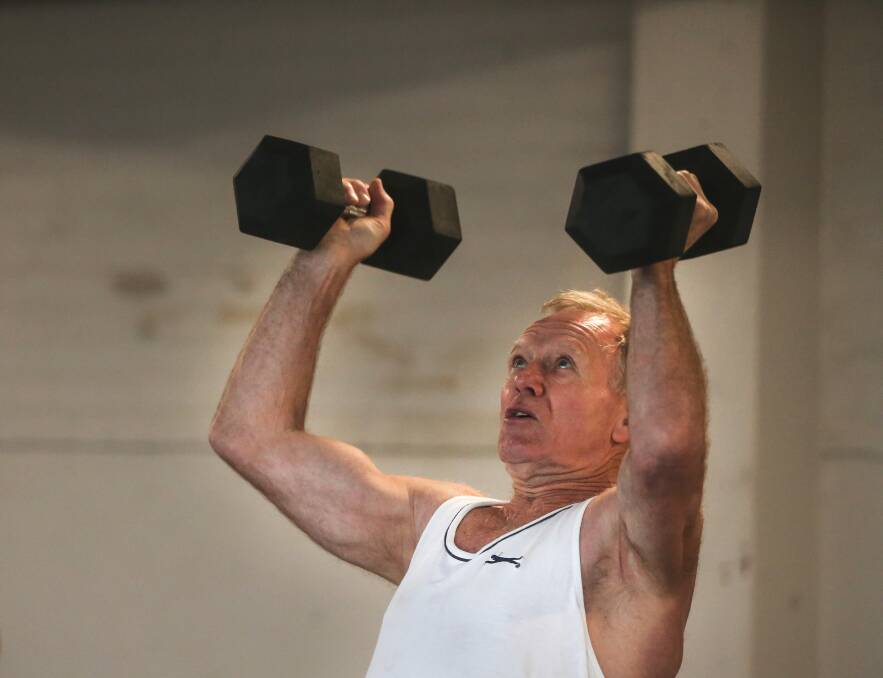 Heavy lifting: He may be 71 but former Knights coach Mal Reilly still keeps fit.