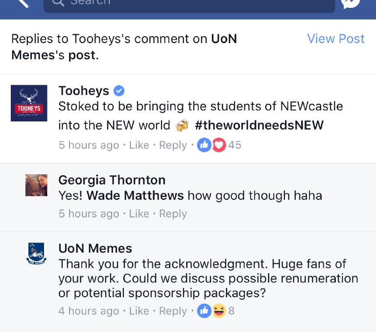 HERE TO HELP: Tooheys beer is the latest to lampoon the university's new slogan.