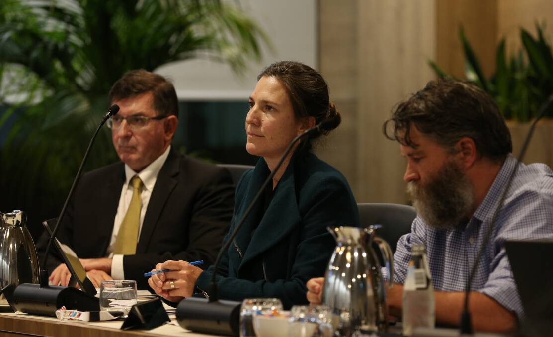 From left, Cr John Church (Ind) and Greens councillors Charlotte McCabe and John Mackenzie.