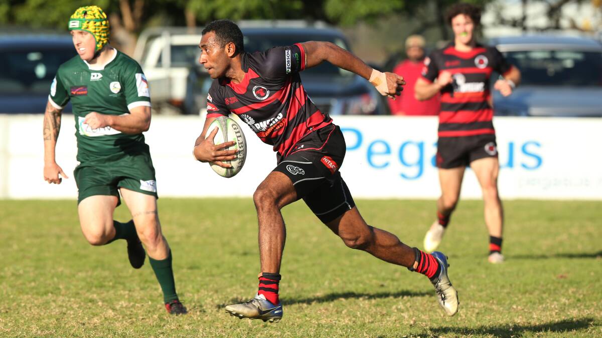 PACE: Singleton winger Sili Are will represent Hunter Rugby Union at the NSW Country Championships in Tamworth this weekend. He's one of six Bulls players in the squad. Picture: Simone De Peak