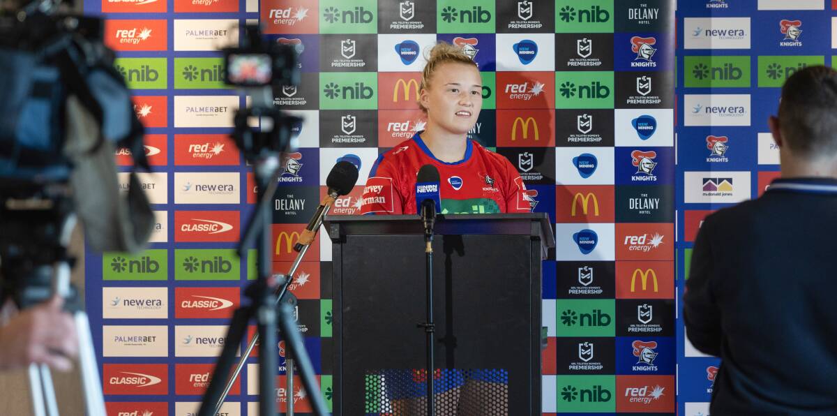 Knights recruit Georgia Roche after arriving in Newcastle this week. The English international has signed at the NRLW club until the end of 2027. Picture by Marina Neil