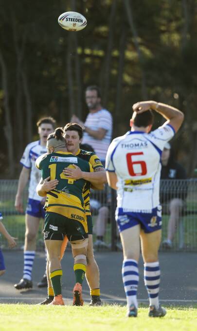 POINTS: Macquarie winger Matt Hay nabbed a double and was one of seven try scorers in a 60-0 preliminary final triumph over Central Newcastle. Picture: Jonathan Carroll