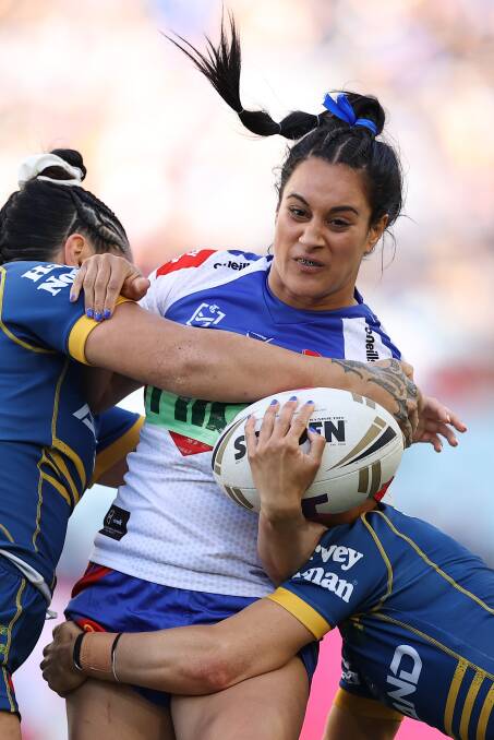 Knights second-rower Yasmin Clydsdale playing in Sunday's grand final. Picture Getty