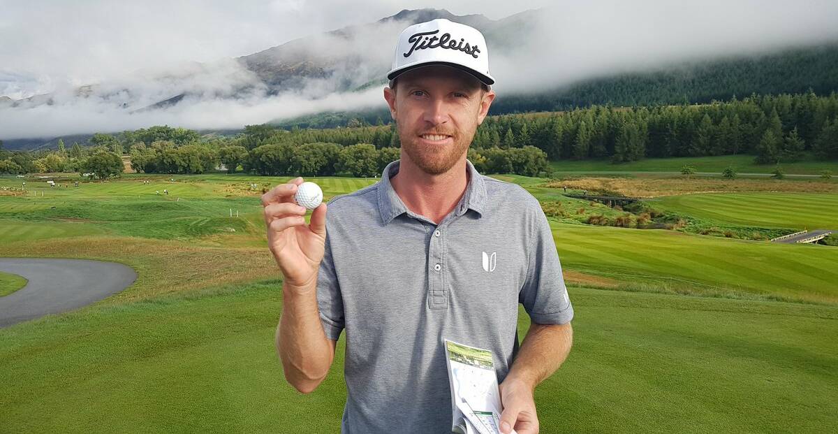 HOLE IN ONE: Novocastrian Nick Flanagan at the New Zealand Open on Saturday. Picture: Twitter 