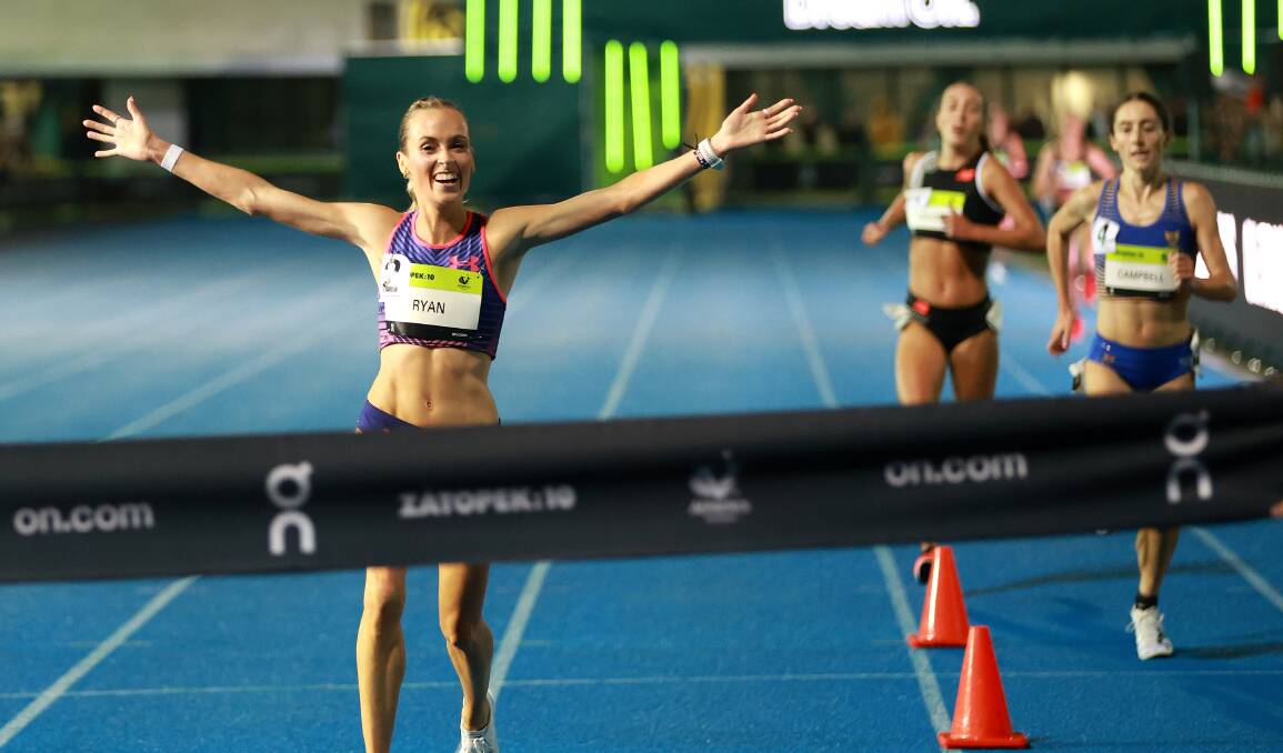 Lauren Ryan (1st), Rose Davies (3rd), Holly Campbell (2nd) at Zatopek in Melbourne on Saturday. Picture supplied