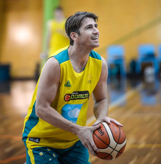 AIM: Gloucester's Damian Martin training with the Boomers. Picture: The Age