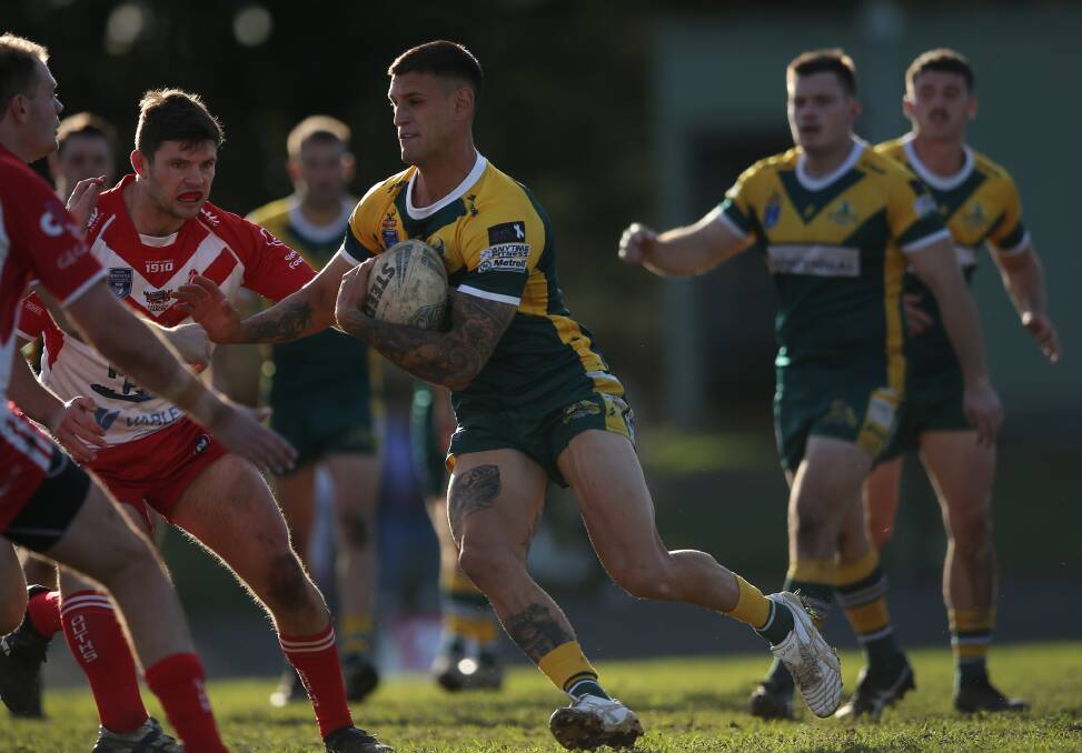 DOUBLE: Macquarie winger Joe Woodbury scored two tries against Souths at Toronto on Saturday. The Scorpions won 28-18 to join the Lions in equal fourth on the Newcastle Rugby League ladder. Picture: Marina Neil
